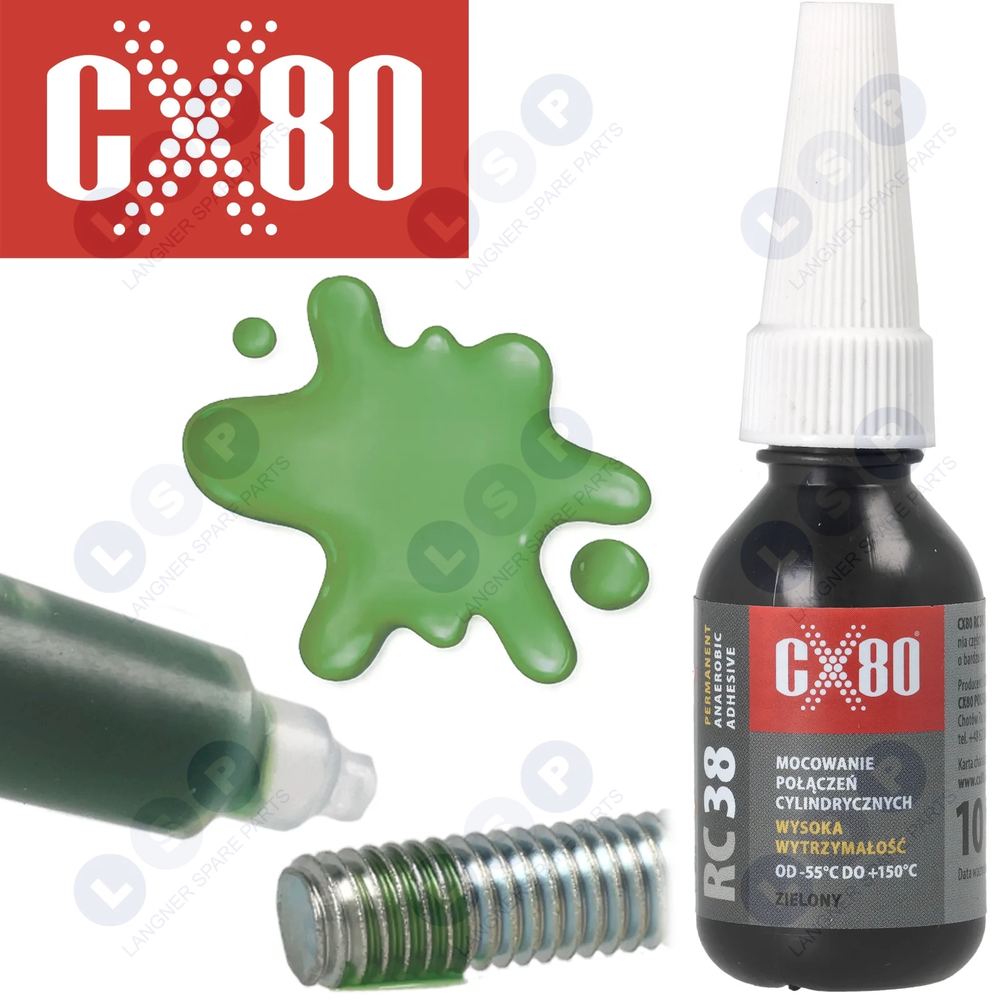 Silné anaeróbne lepidlo na nite 10ml zelené +150oC RC38